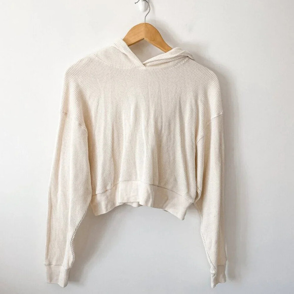 Aritzia The Group by Babaton Thermal Hooded Longsleeve Pullover Cream Small - Picture 2 of 6